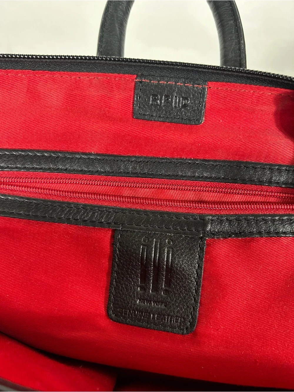 ili New York Black Genuine Leather RFID Blocking Backpack Purse